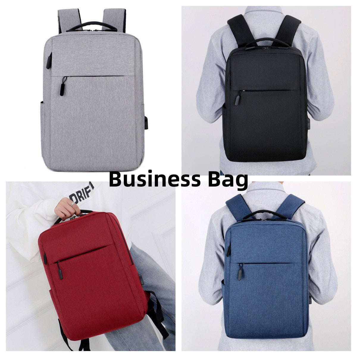 Unisex Waterproof Canvas Backpack USB Schoolbag Travel Laptop Business Bag