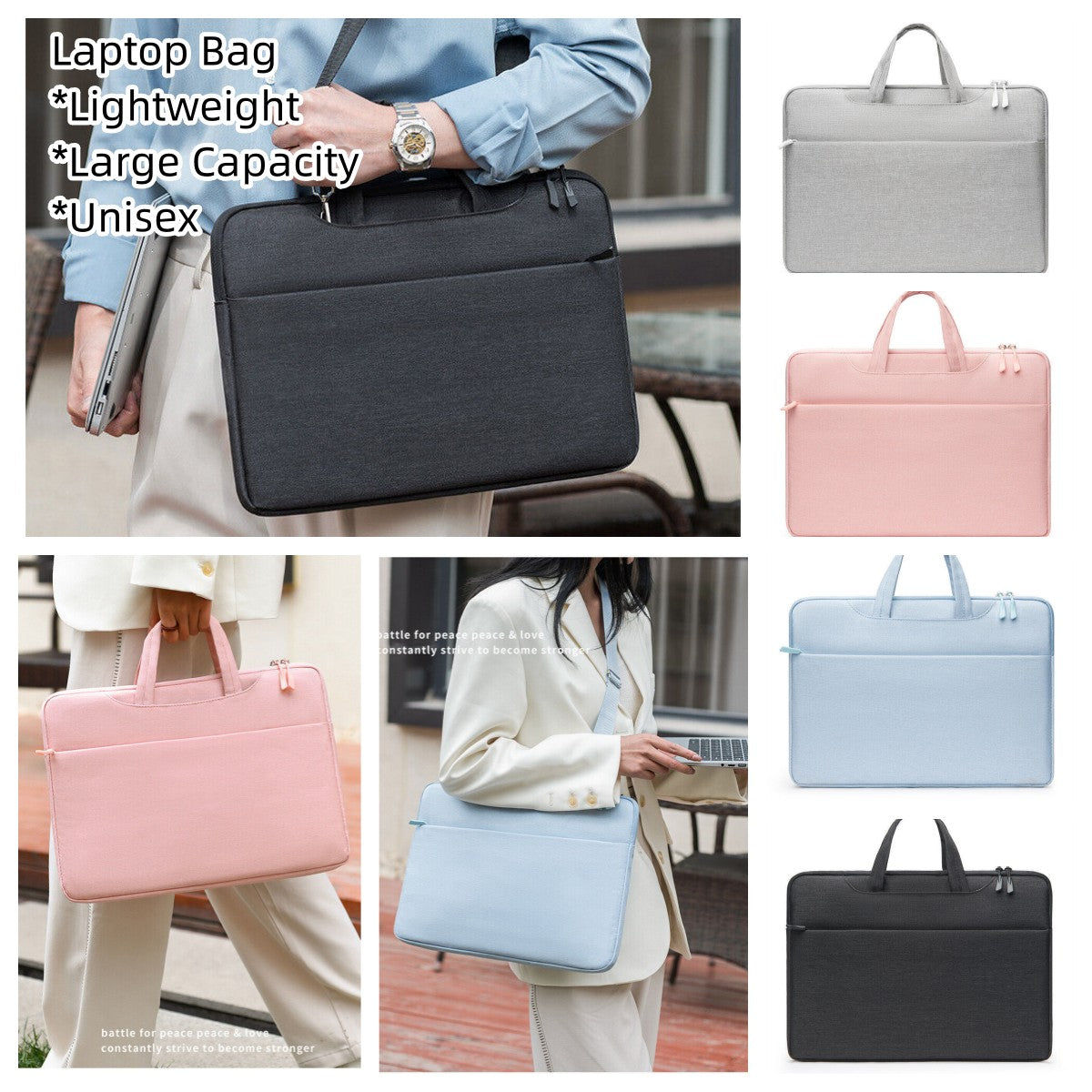 Unisex Lightweight Large Capacity Laptop Bag Travel Waterproof Briefcase 4 Color