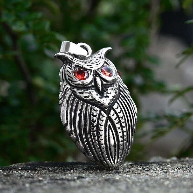 Cool Retro Punk Owl Dragon Mythical Angel Skull wing Titanium Steel Necklace