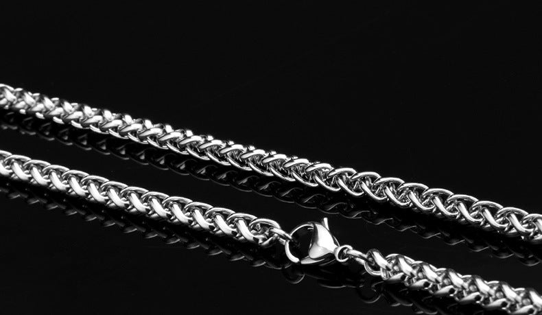 Basic Punk Stainless Steel Single Link Wheat Chain Necklace for Men Women