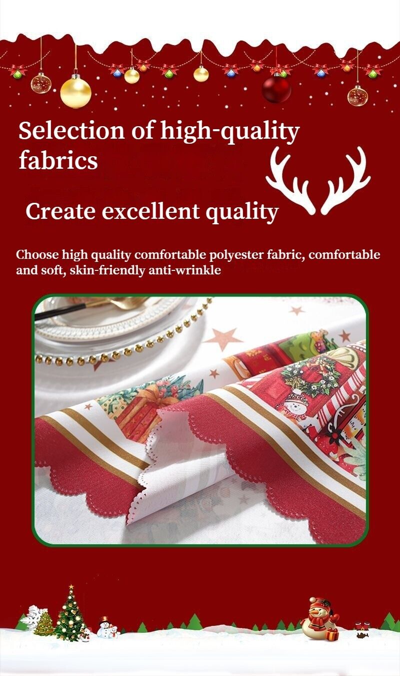 Christmas Tablecloth Table Rectangle Cover Xmas Party Waterproof Decoration