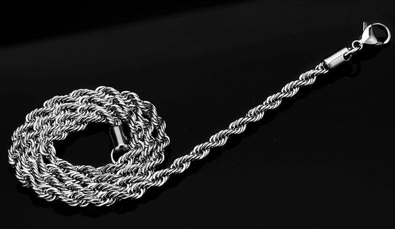 Basic Punk Stainless Steel Single Link Twisted Chain Necklace for Men Women