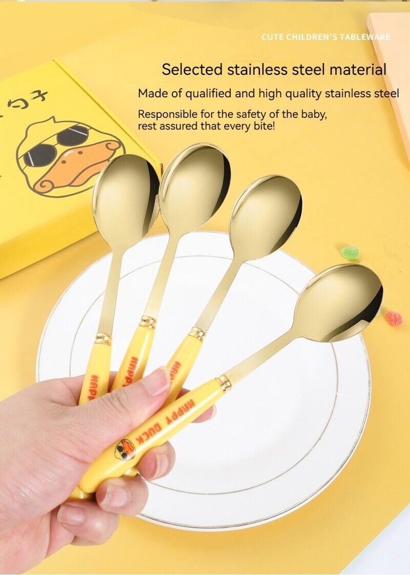 Children's Cartoon Duck Cutlery Set Stainless Steel Dessert Soup Spoon Home Live