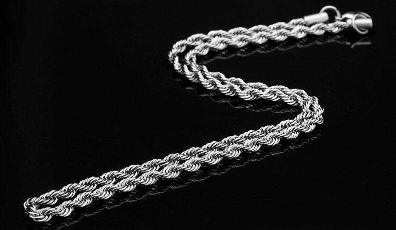 Basic Punk Stainless Steel Single Link Twisted Chain Necklace for Men Women