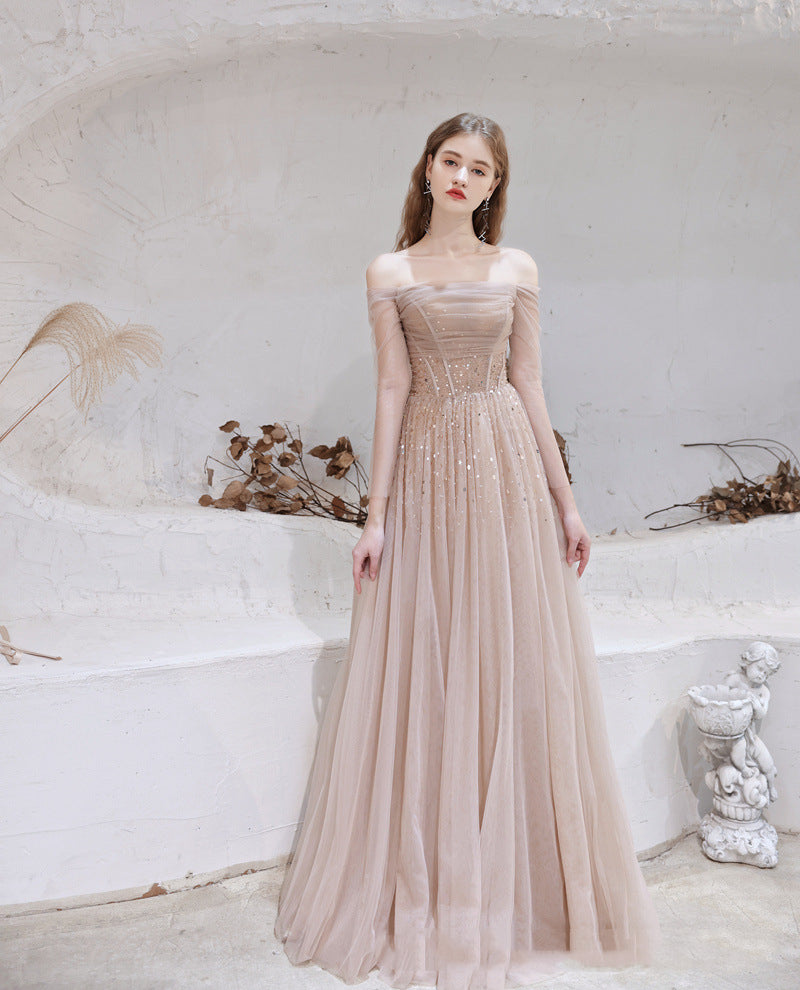 Women Formal Off the shoulder Wedding Dress Cold Shoulder Evening Dress