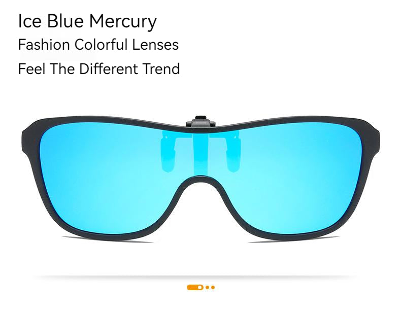 Unisex Fashion Flip Up Large Frame Sunglasses Clip On Polarized Multicolor Lens