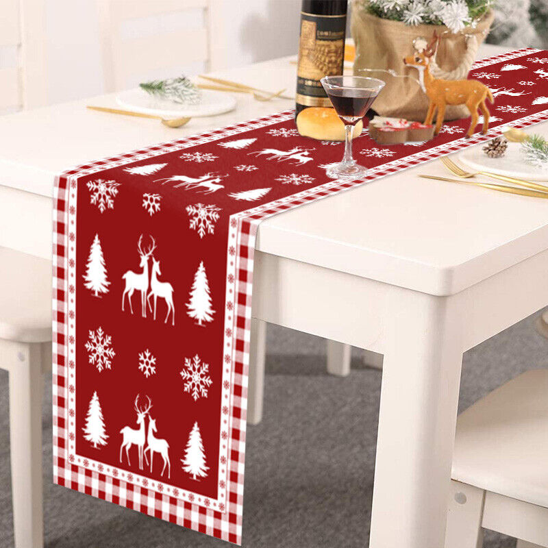 Christmas Tables Runner Tablecloth Home Dinning Table Flag Xmas Decor Cotton Lin
