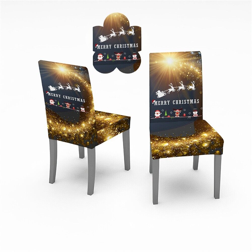 Christmas Dining Chair Covers XMAS Party Decorations Santa Claus Seat Cover
