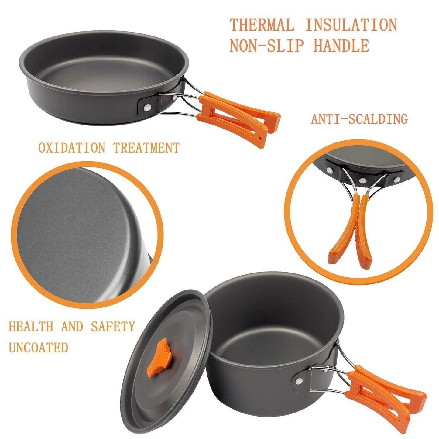 Cookware Burning Kettle Portable Cutlery Camping Gear Outdoor Pots and Pans Set