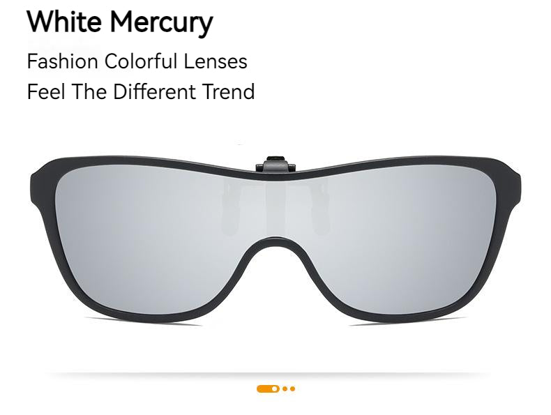Unisex Fashion Flip Up Large Frame Sunglasses Clip On Polarized Multicolor Lens
