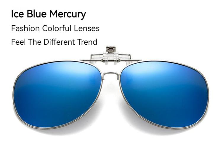 Unisex Polarized Flip-up Toad Style Metal Frame Sunglasses Clip-on Night Vision