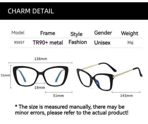 Women's UV400 Polarised Antiblue Light Magnetic Glasses Clips Sunglasses Set