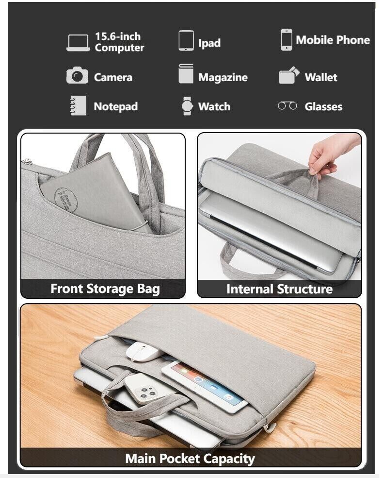 Unisex Lightweight Large Capacity Laptop Bag Travel Waterproof Briefcase 4 Color