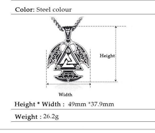 Cool Retro Punk Vintage Wolf Totem Valknut Pendant Biker Titanium Steel Necklace