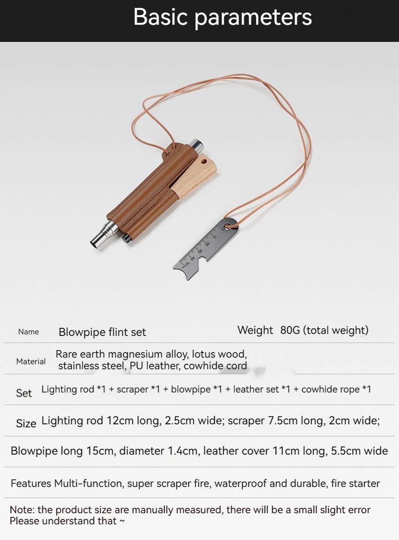 Camp Multifunctional Retractable Stainless 5 Section Blowpipe Flint Stick Set