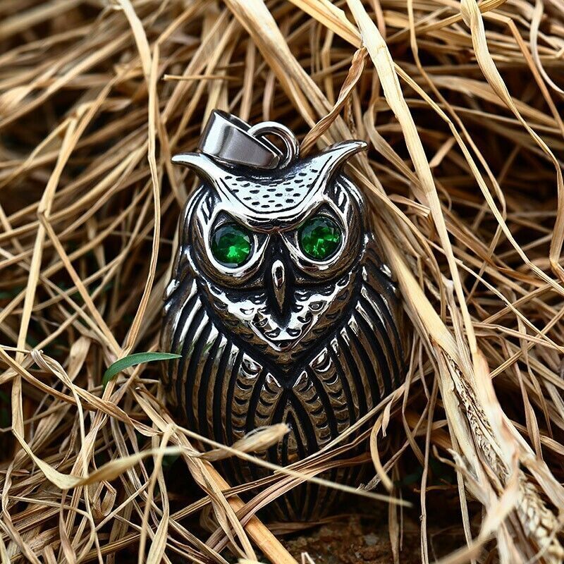 Cool Retro Punk Owl Dragon Mythical Angel Skull wing Titanium Steel Necklace