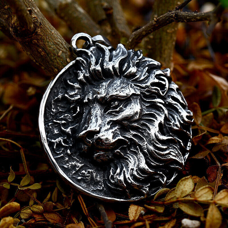 Cool Retro Punk Vintage Wolf Totem Valknut Pendant Biker Titanium Steel Necklace