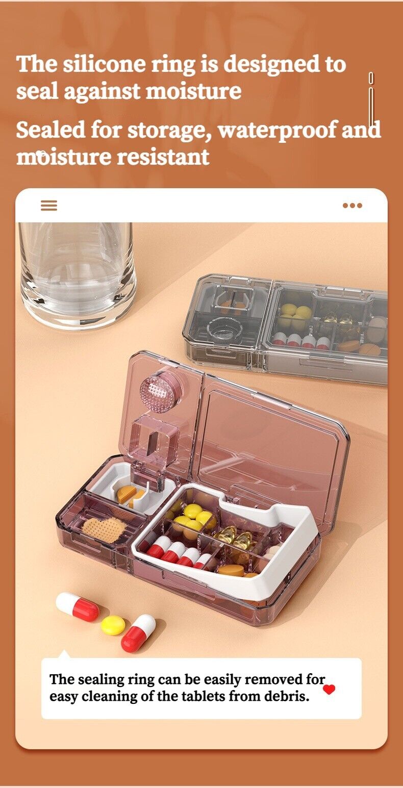 Portable Mini 3 In 1 Multifunctional Medicine Cutting Grinder Pill Dispenser Box