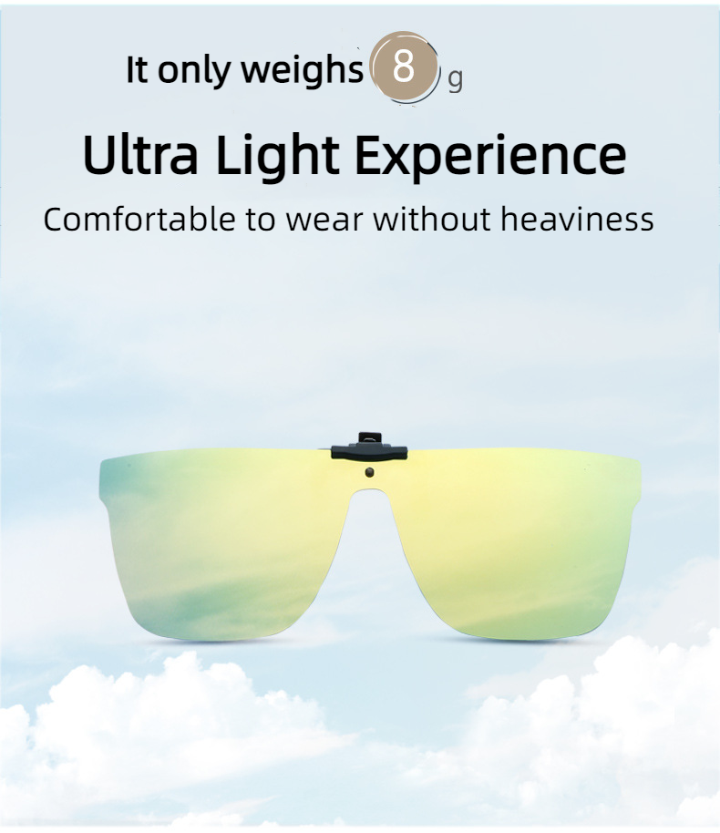 Fashion One-piece lens polarizing Multicolor Lens Retro Flip up Sunglasses Clip