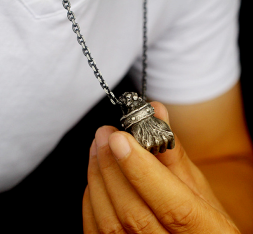 Unisex Mix Theme Retro Punk Vintage Titanium Steel Power Fist Pendant Necklace Gift