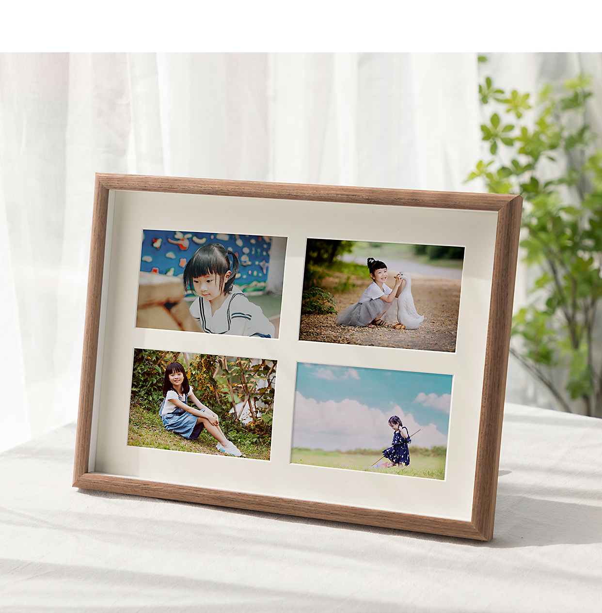 Collage Multiphoto Multihole Gallery Picture Photo Frame White Oak Coffee Color
