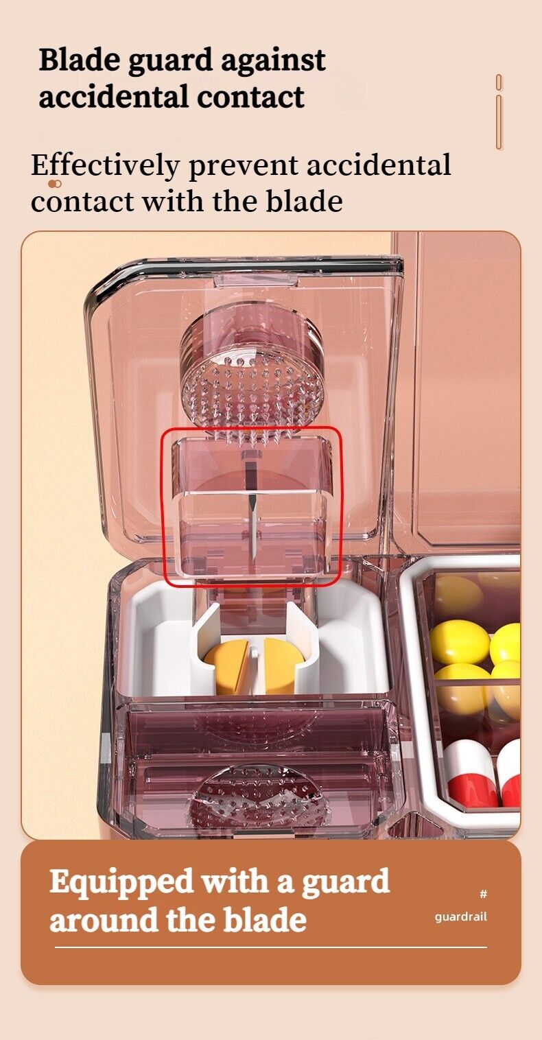 Portable Mini 3 In 1 Multifunctional Medicine Cutting Grinder Pill Dispenser Box