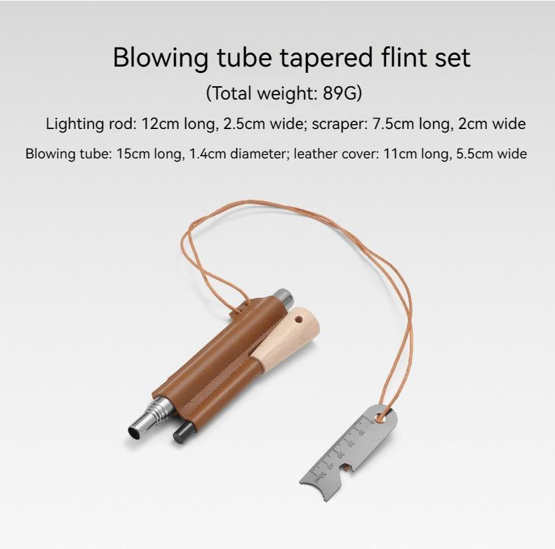 Camp Multifunctional Retractable Stainless 5 Section Blowpipe Flint Stick Set