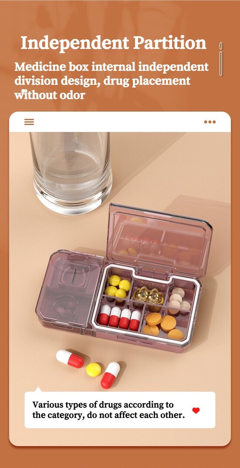 Portable Mini 3 In 1 Multifunctional Medicine Cutting Grinder Pill Dispenser Box