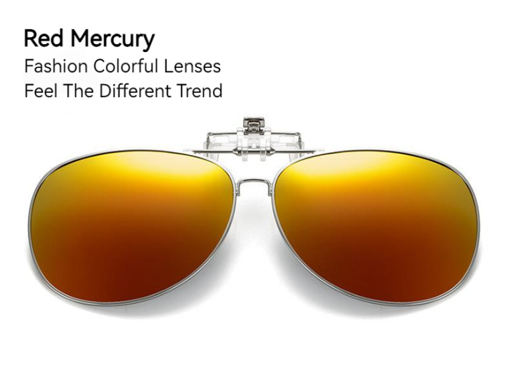 Unisex Polarized Flip-up Toad Style Metal Frame Sunglasses Clip-on Night Vision