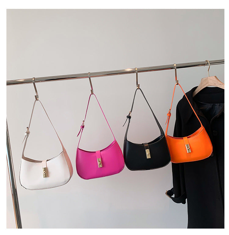 Women's PU Leather Magnetic Buckle Solid Color Exquisite Shoulder Bag 4 Colors