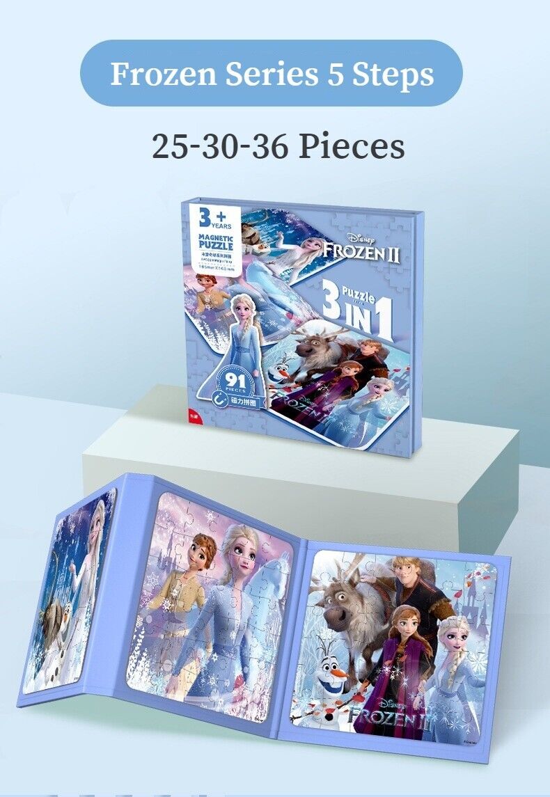 3 In 1 Children Puzzle Ice Elsa Princess Toddler Magnetic Game Elsa Girl Toys