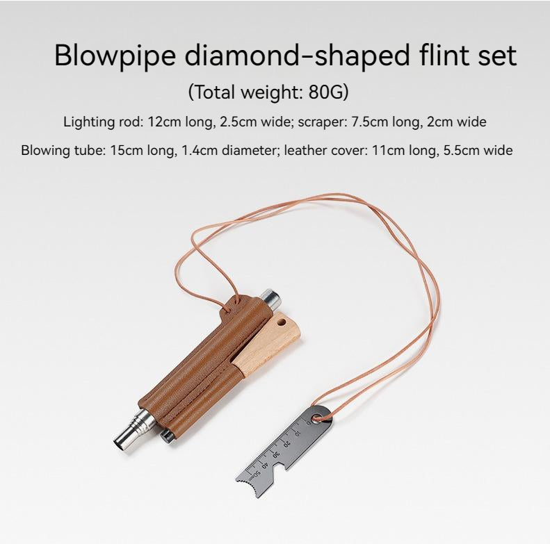 Camp Multifunctional Retractable Stainless 5 Section Blowpipe Flint Stick Set