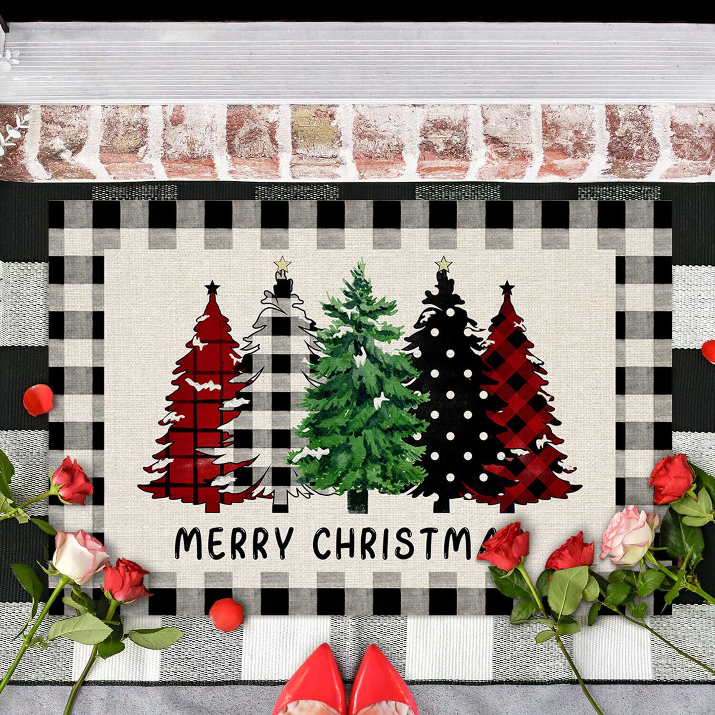 Absorbent Washable Floor Mat Non-Slip Xmas Theme Home Decor Soft Bath Floor Mat