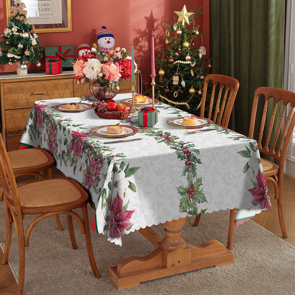 Christmas Tablecloth Table Rectangle Cover Xmas Party Waterproof Decoration