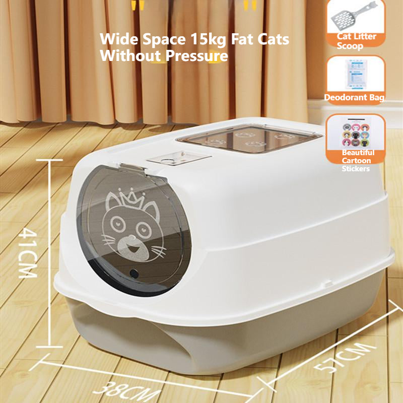 large Cat Litter Box Toilet Fully Enclosed Detachable Pet Bedpan Send Shovel