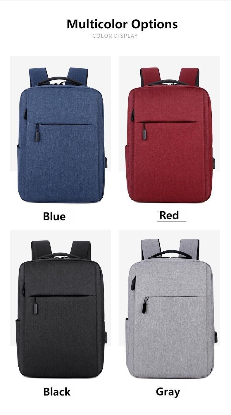 Unisex Waterproof Canvas Backpack USB Schoolbag Travel Laptop Business Bag