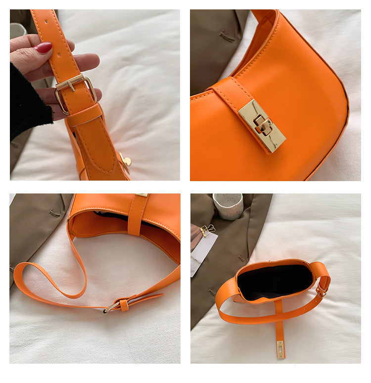 Women's PU Leather Magnetic Buckle Solid Color Exquisite Shoulder Bag 4 Colors