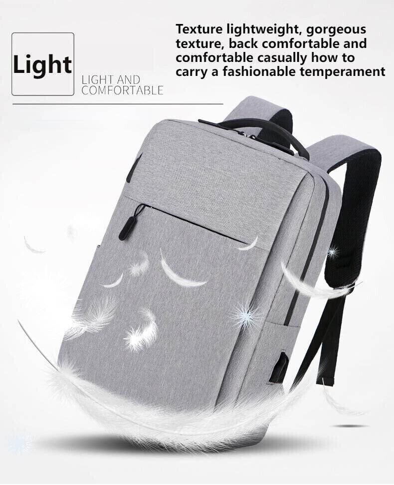 Unisex Waterproof Canvas Backpack USB Schoolbag Travel Laptop Business Bag