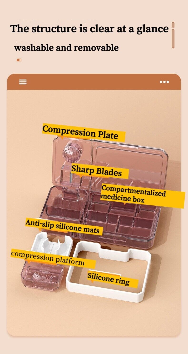 Portable Mini 3 In 1 Multifunctional Medicine Cutting Grinder Pill Dispenser Box