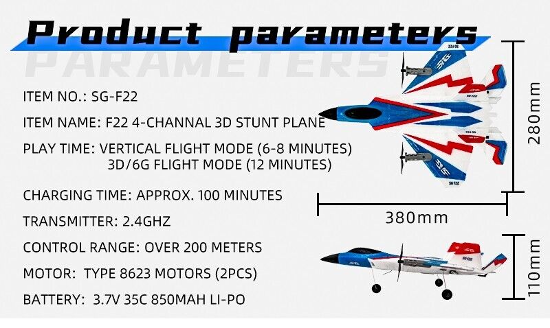 Aerobatic Fighter SG-F22 Aeromodelling Fixed Wing Toys Remote Control Aircraft