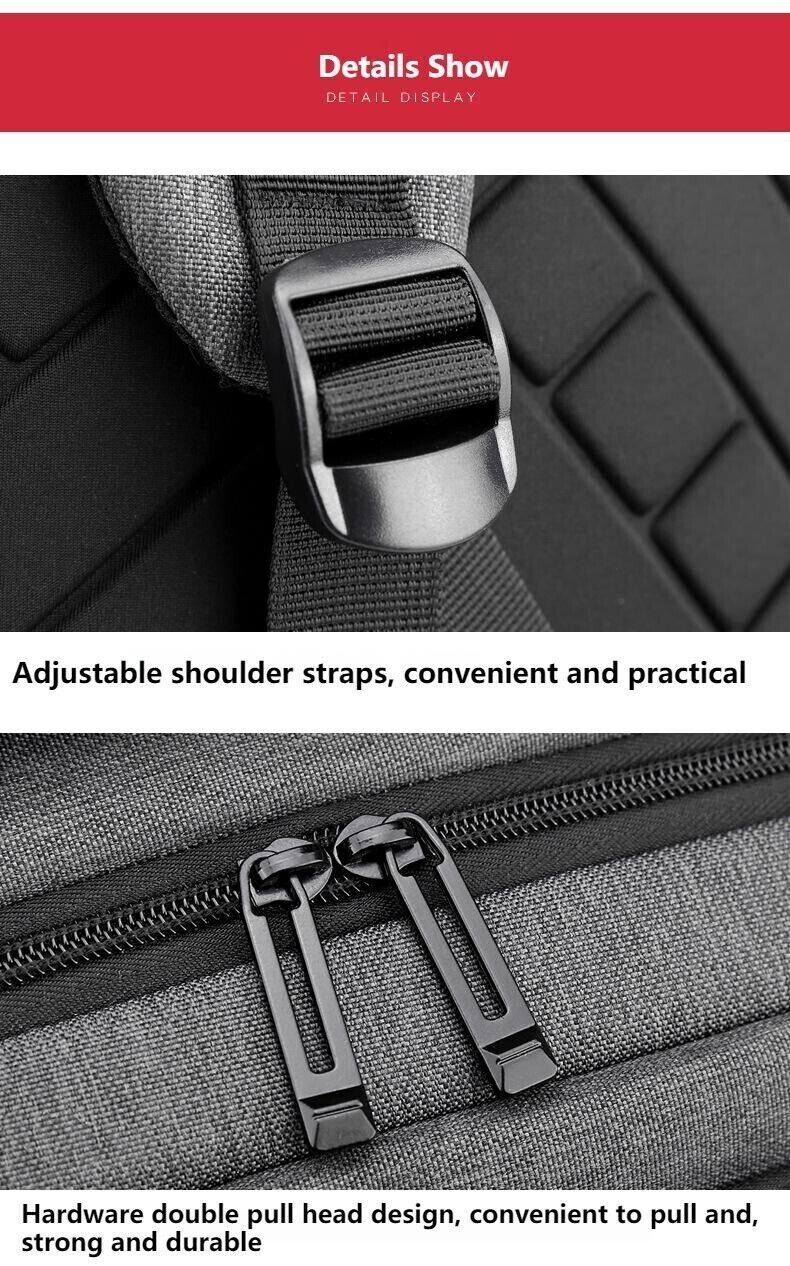 Unisex Waterproof Double Shoulder Backpack USB Sports Travel Bag Laptop Bag