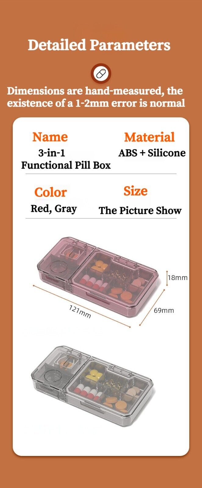 Portable Mini 3 In 1 Multifunctional Medicine Cutting Grinder Pill Dispenser Box