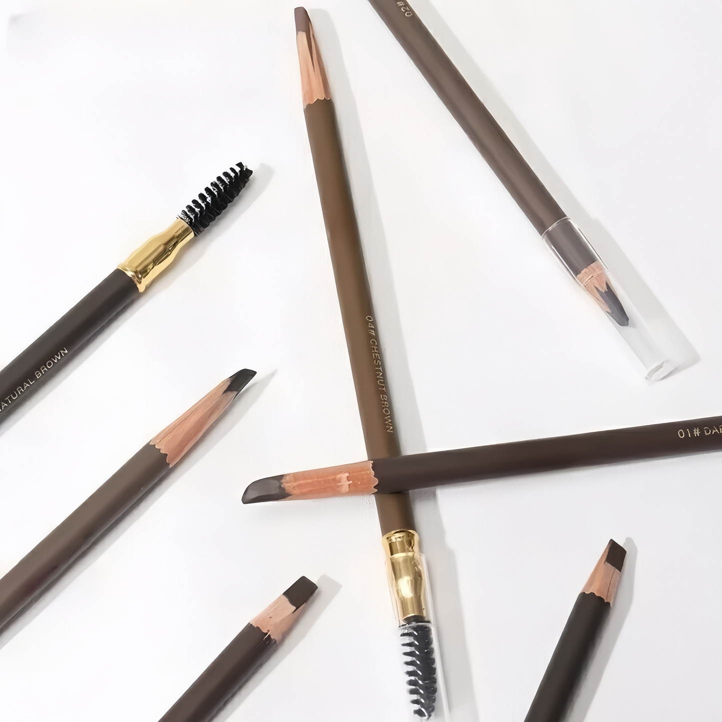 Waterproof Knife Shape Eyebrow Pencil & Spoolie Brush Natural Finish Brow Makeup