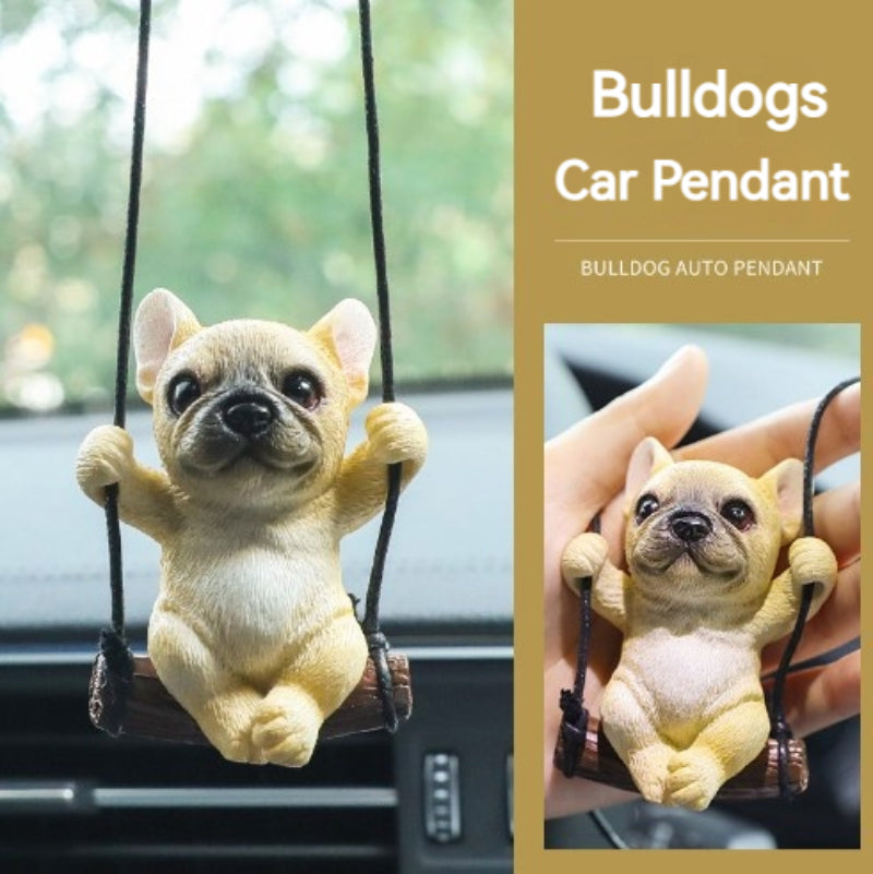 Rearview Mirror Decoration Bulldog Car Pendant Resin Car Interior Accessories