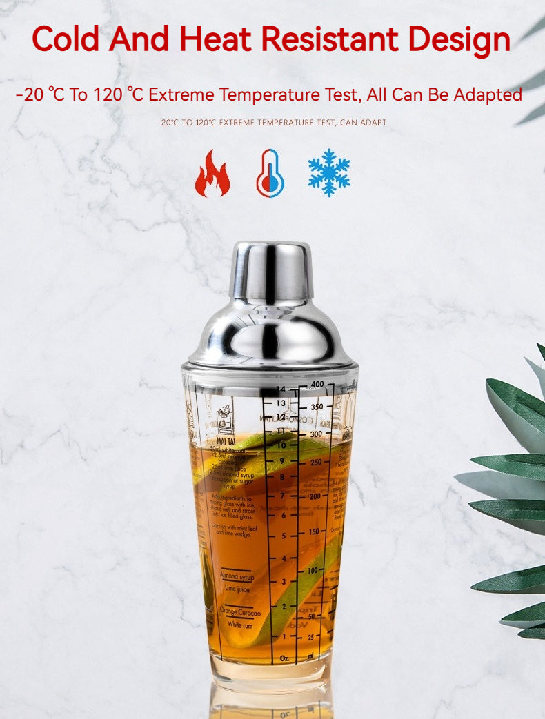 Cocktail Glass Shaker Cup Milk Tea Beer Lemon Hand Mixer Cup Coke Pot 400ML