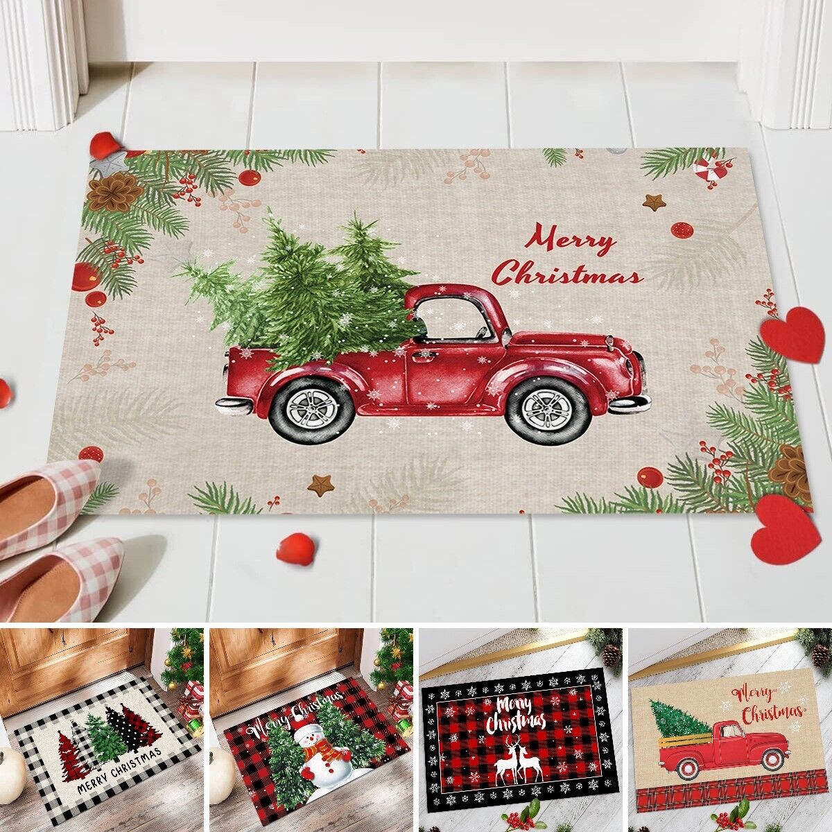 Absorbent Washable Floor Mat Non-Slip Xmas Theme Home Decor Soft Bath Floor Mat