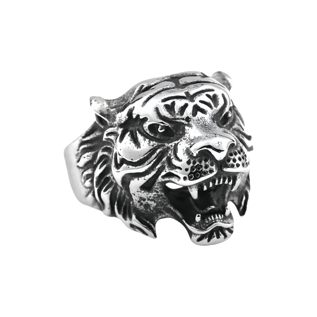 Men Tiger Head Symbol of Courage Leadership Wealth Strength Animal Engraved Ring # R31