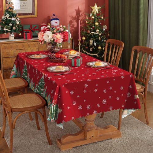 Christmas Tablecloth Table Rectangle Cover Xmas Party Waterproof Decoration
