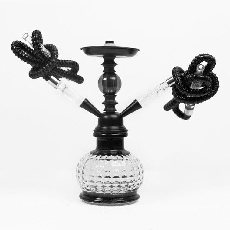 Traditional Gift Collectible 2 Hose Premium Shisha Hookah Complete Set Black