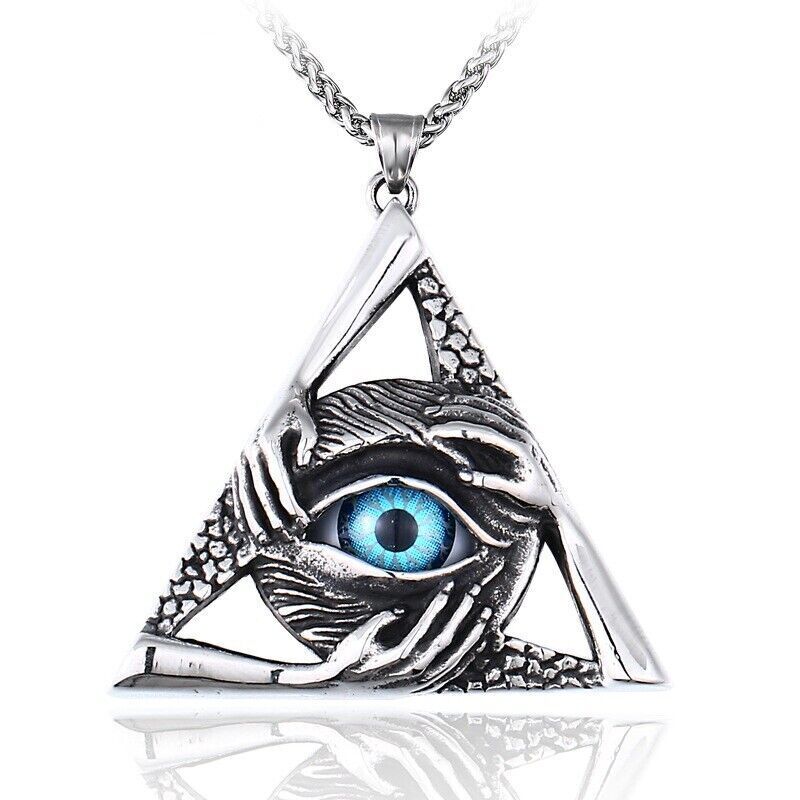 Cool Retro Punk Vintage Wolf Totem Valknut Pendant Biker Titanium Steel Necklace